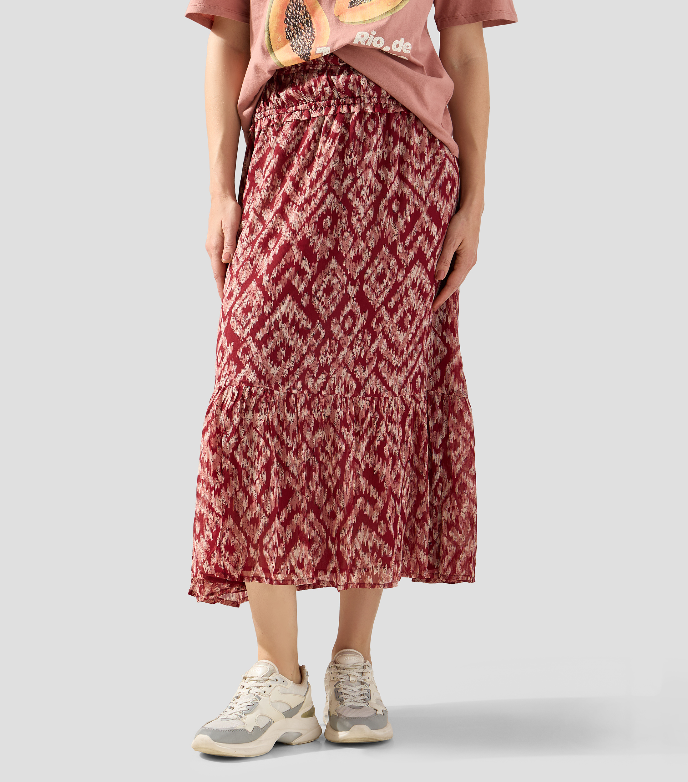 Falda midi de corte A estampada Mujer